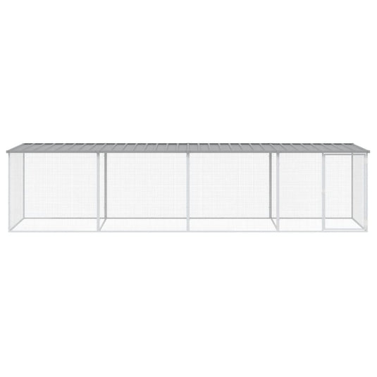 VidaXL Kippenhok met dak 403x98x90 cm gegalvaniseerd staal lichtgrijs