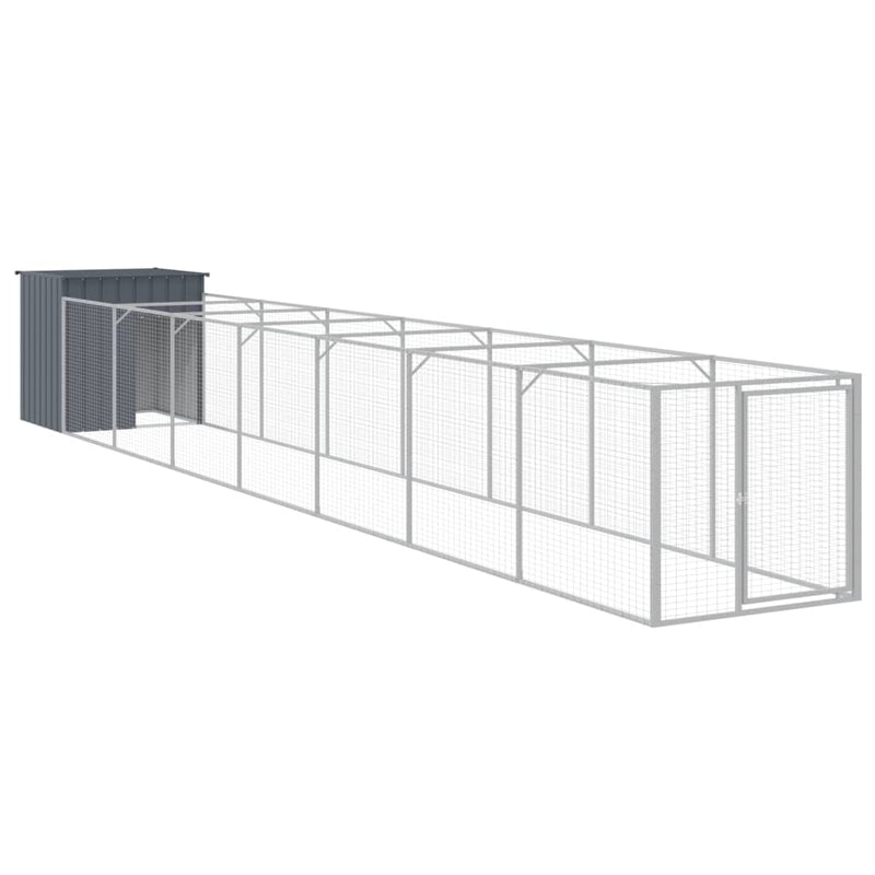 Afbeelding laden in galerijviewer, VidaXL Hondenhok met ren 110x813x110 cm gegalvaniseerd staal antraciet
