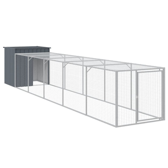 VidaXL Kippenhok met ren 110x609x110 cm gegalvaniseerd staal antraciet