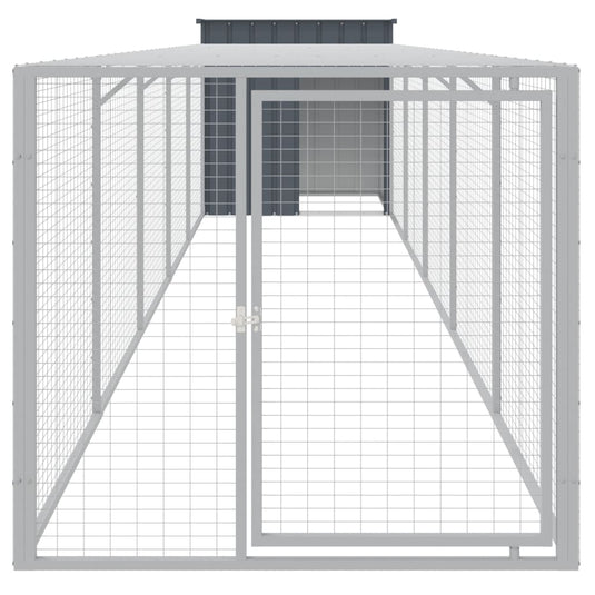 VidaXL Kippenhok met ren 110x609x110 cm gegalvaniseerd staal antraciet