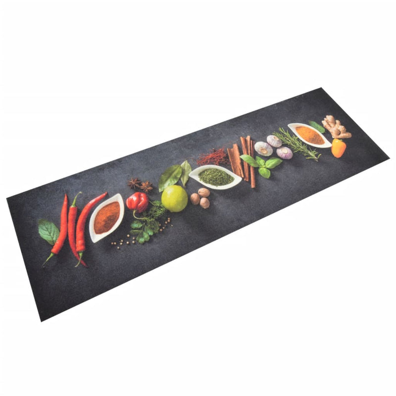 Afbeelding laden in galerijviewer, Vidaxl keukenmat wasbaar kruidenprint 60x180 cm fluweel

