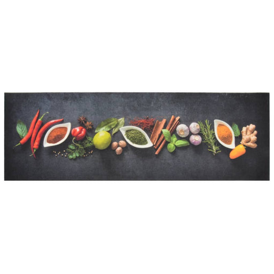 Vidaxl keukenmat wasbaar kruidenprint 60x180 cm fluweel