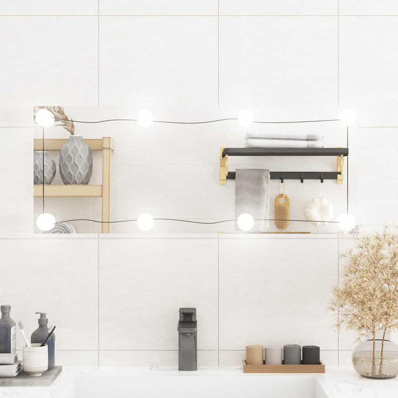 Afbeelding laden in galerijviewer, Vidaxl wandspiegel met led's rechthoekig 30x80 cm glas
