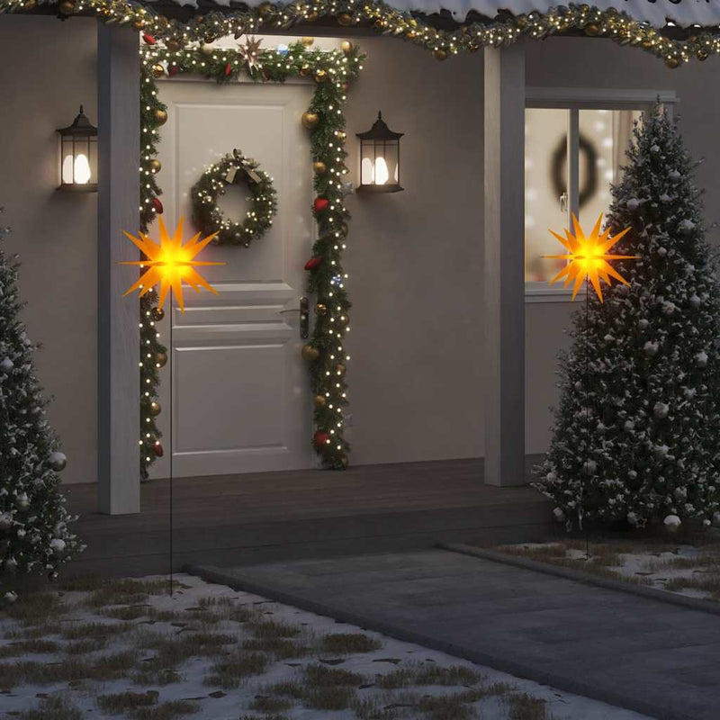 Afbeelding laden in galerijviewer, Vidaxl kerstlampen met grondpin en led's 3 st 57 cm geel
