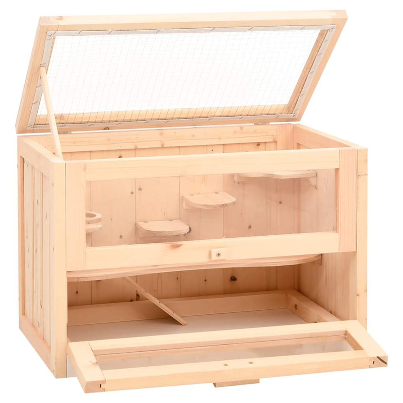 Afbeelding laden in galerijviewer, Vidaxl hamsterkooi 60x35,5x42 cm massief vurenhout
