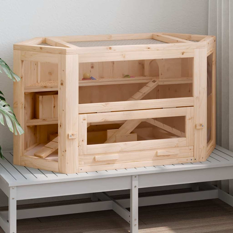Afbeelding laden in galerijviewer, Vidaxl hamsterkooi 80x40x43 cm massief vurenhout
