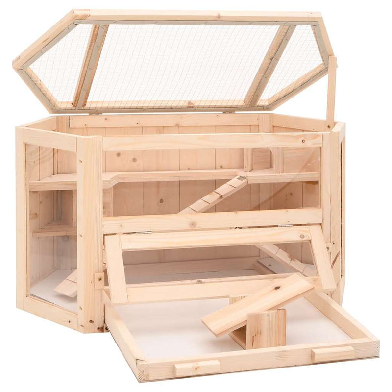 Afbeelding laden in galerijviewer, Vidaxl hamsterkooi 80x40x43 cm massief vurenhout
