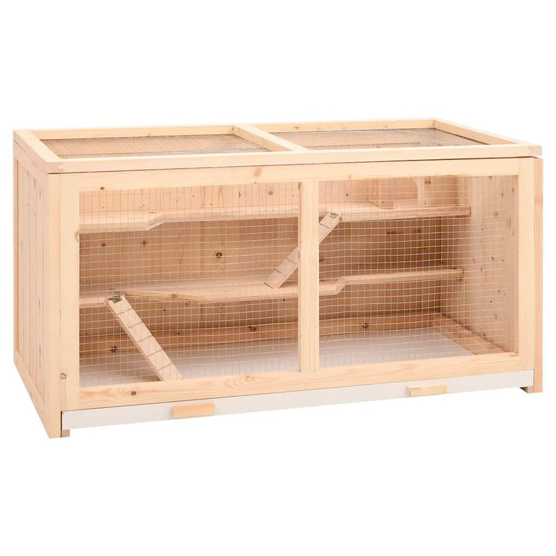 Afbeelding laden in galerijviewer, Vidaxl hamsterkooi 104x52x54 cm massief vurenhout
