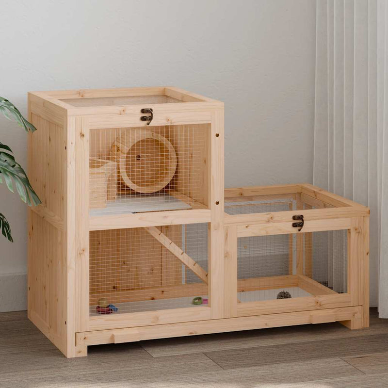 Afbeelding laden in galerijviewer, Vidaxl hamsterkooi 81x40x60 cm massief vurenhout
