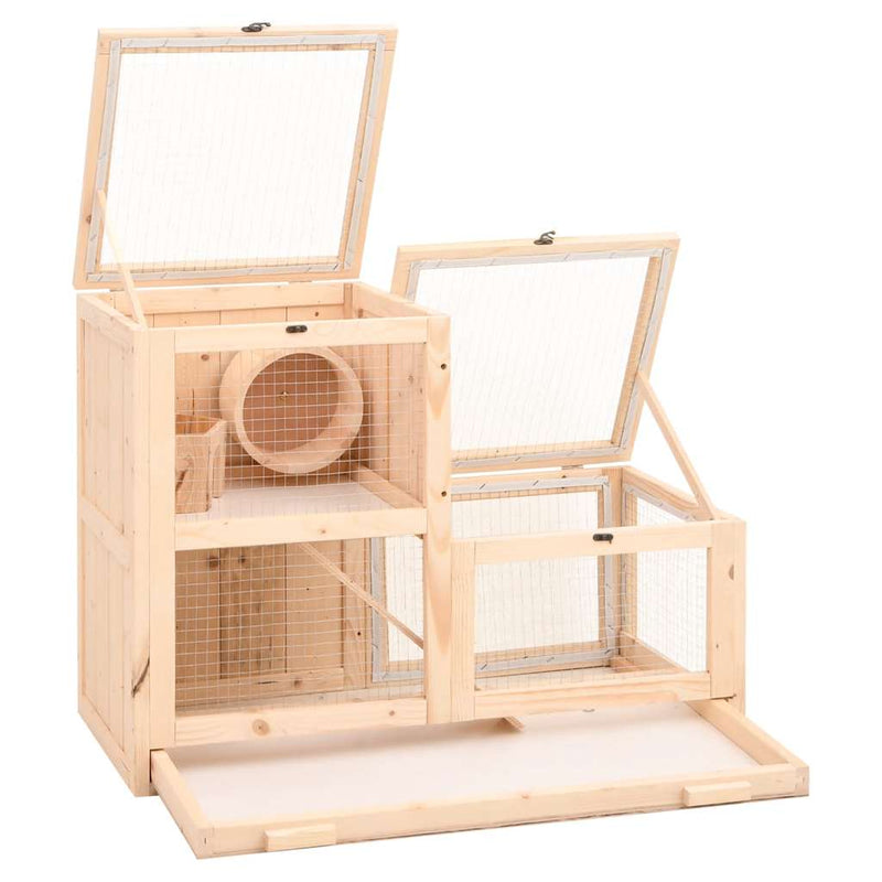 Afbeelding laden in galerijviewer, Vidaxl hamsterkooi 81x40x60 cm massief vurenhout
