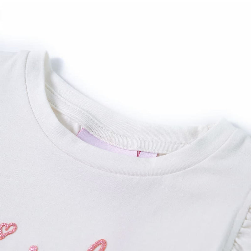 Afbeelding laden in galerijviewer, VidaXL Kindershirt met ruches aan de mouwen 92 ecru
