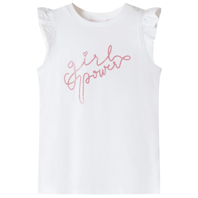 Afbeelding laden in galerijviewer, VidaXL Kindershirt met ruches aan de mouwen 104 ecru
