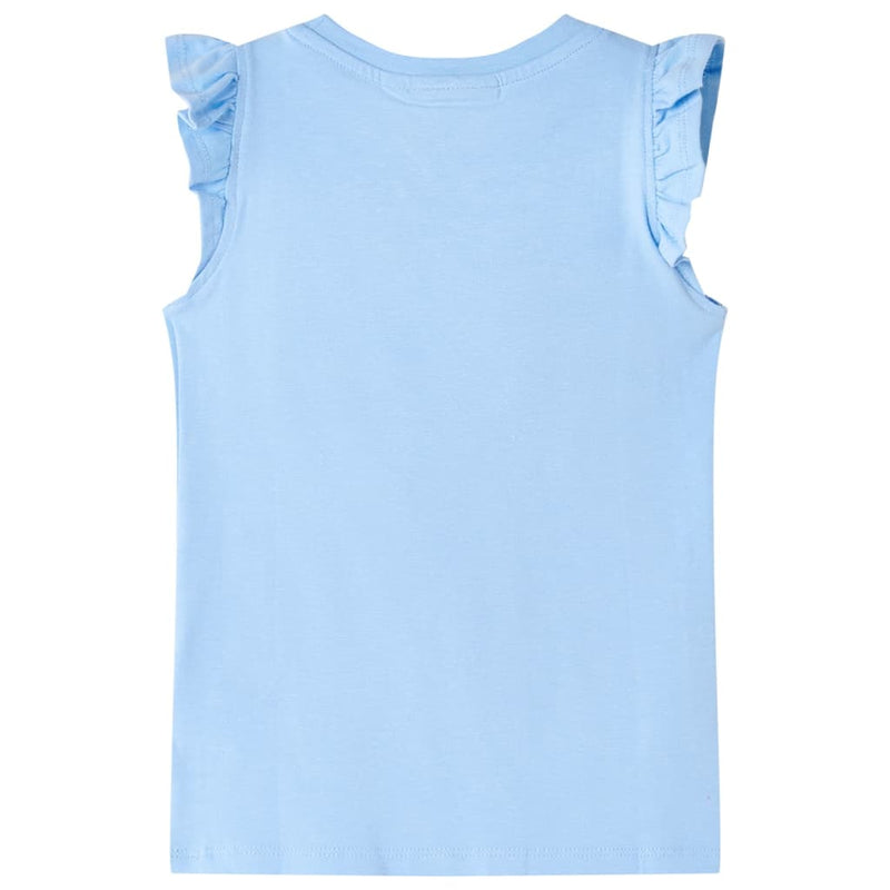 Afbeelding laden in galerijviewer, VidaXL Kindershirt met ruches aan de mouwen 116 lichtblauw
