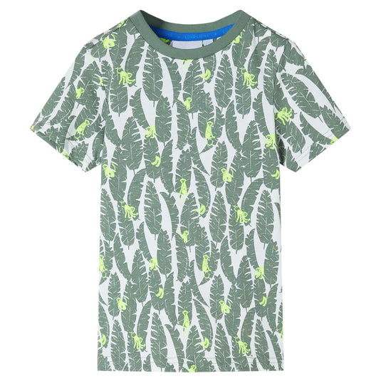 VidaXL Kindershirt 128 ecru en donkerklimopgroen