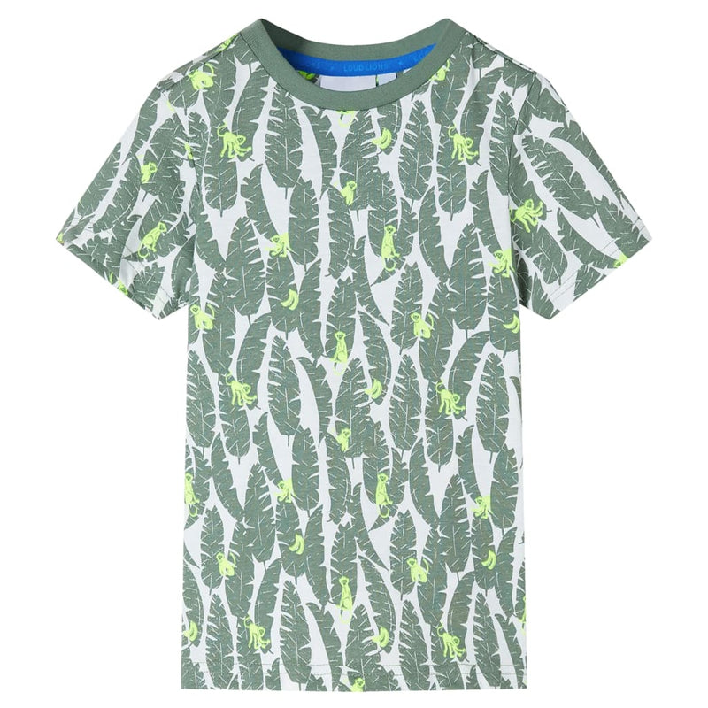 Afbeelding laden in galerijviewer, VidaXL Kindershirt 140 ecru en donkerklimopgroen
