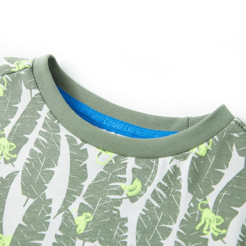 Afbeelding laden in galerijviewer, VidaXL Kindershirt 140 ecru en donkerklimopgroen
