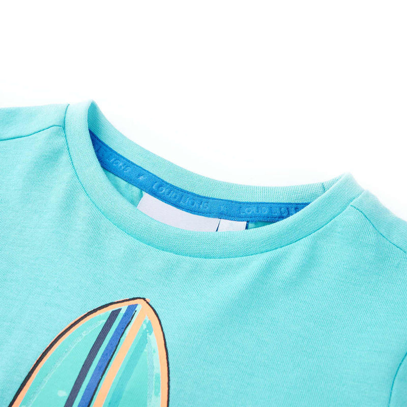 Afbeelding laden in galerijviewer, Vidaxl kids't-shirt with short sleeves ecru 92 aquamarine 116
