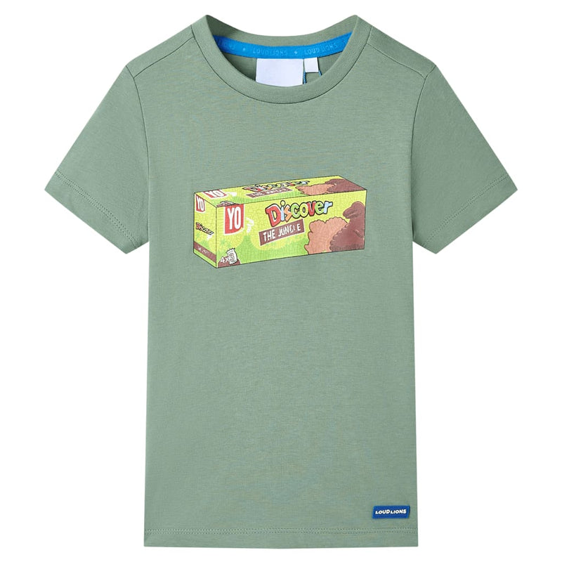 Afbeelding laden in galerijviewer, VidaXL Kindershirt met korte mouwen 116 kakikleurig

