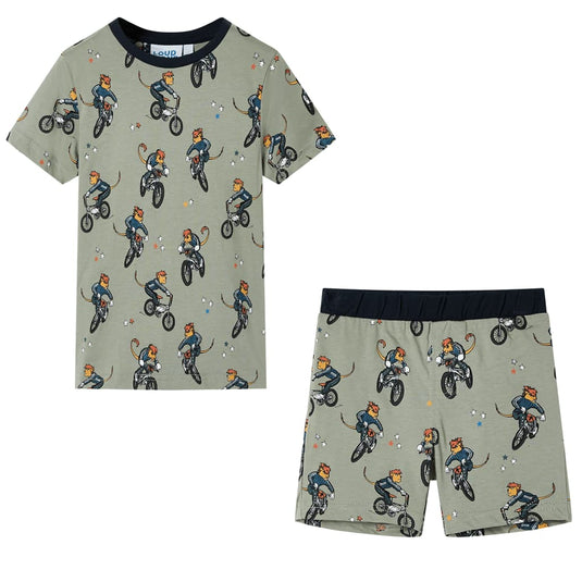 Vidaxl kinderpyjama met korte mouwen 104 lichtkaki