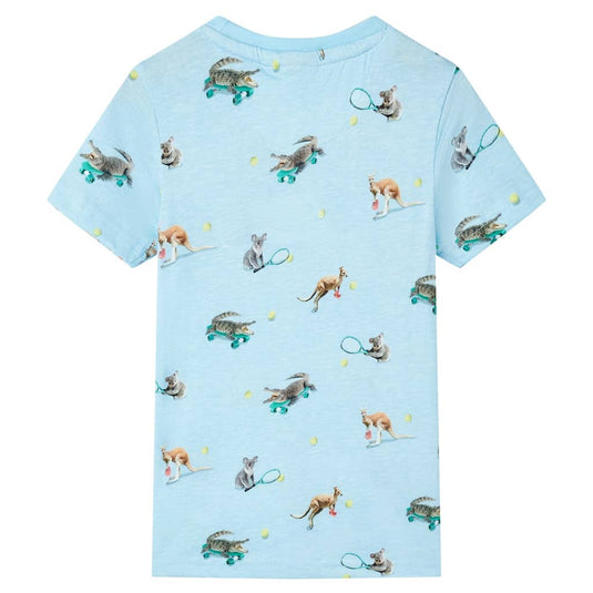 VidaXL Kindershirt 128 gemêleerd lichtblauw