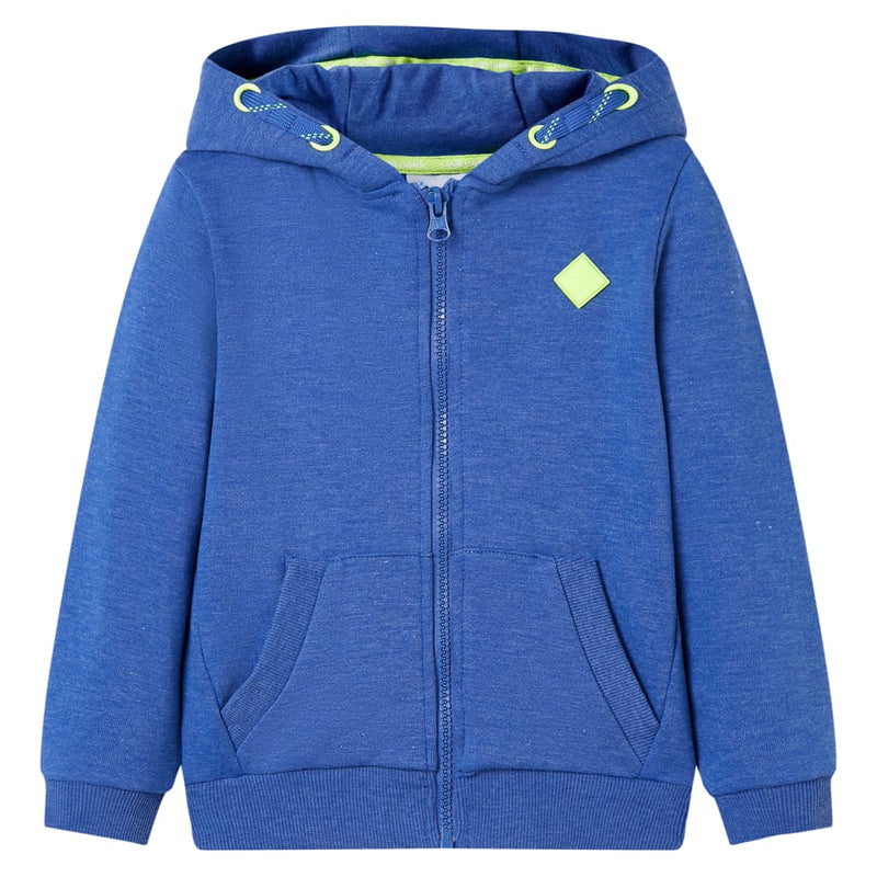Afbeelding laden in galerijviewer, VidaXL Kindervest met capuchon en rits 128 gemêleerd blauw
