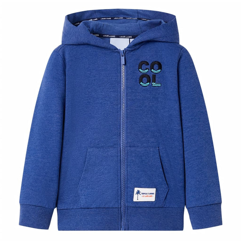 Afbeelding laden in galerijviewer, Vidaxl kindervest met capuchon en rits 92 gemêleerd donkerblauw
