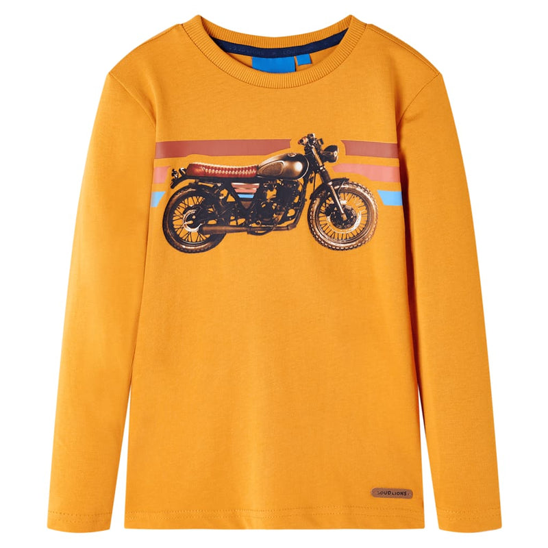 Afbeelding laden in galerijviewer, VidaXL Kindershirt met lange mouwen 140 okerkleurig
