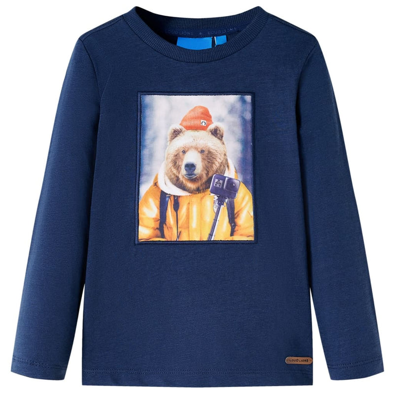 Afbeelding laden in galerijviewer, VidaXL Kindershirt met lange mouwen 128 gemêleerd marineblauw
