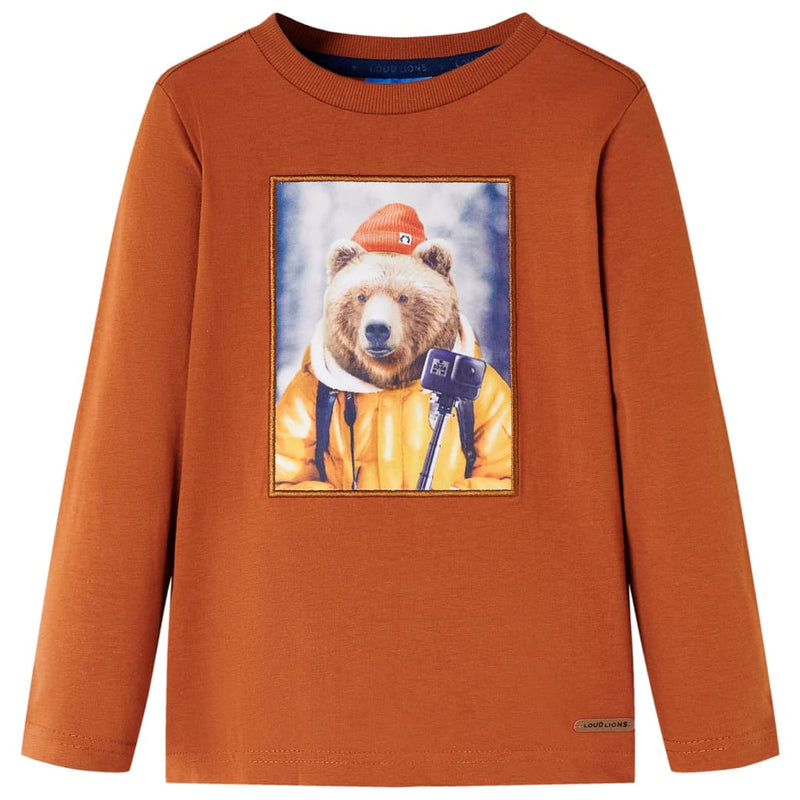 Afbeelding laden in galerijviewer, Vidaxl kindershirt met lange mouwen 128 oranjebruin
