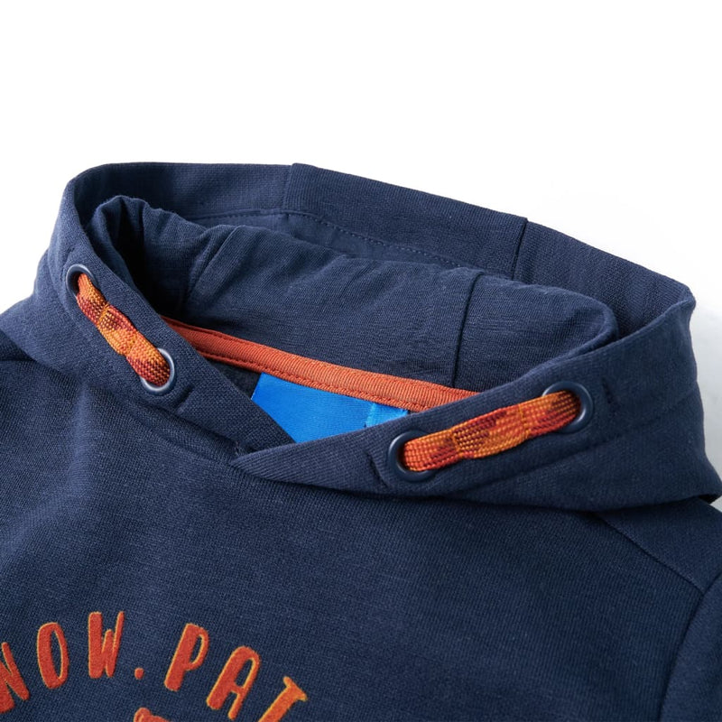 Afbeelding laden in galerijviewer, Vidaxl kindertrui met capuchon 104 gemêleerd marineblauw en oranje
