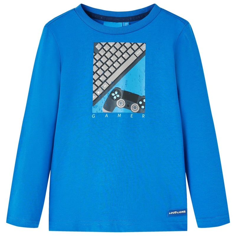 Afbeelding laden in galerijviewer, VidaXL Kindershirt met lange mouwen 116 kobaltblauw
