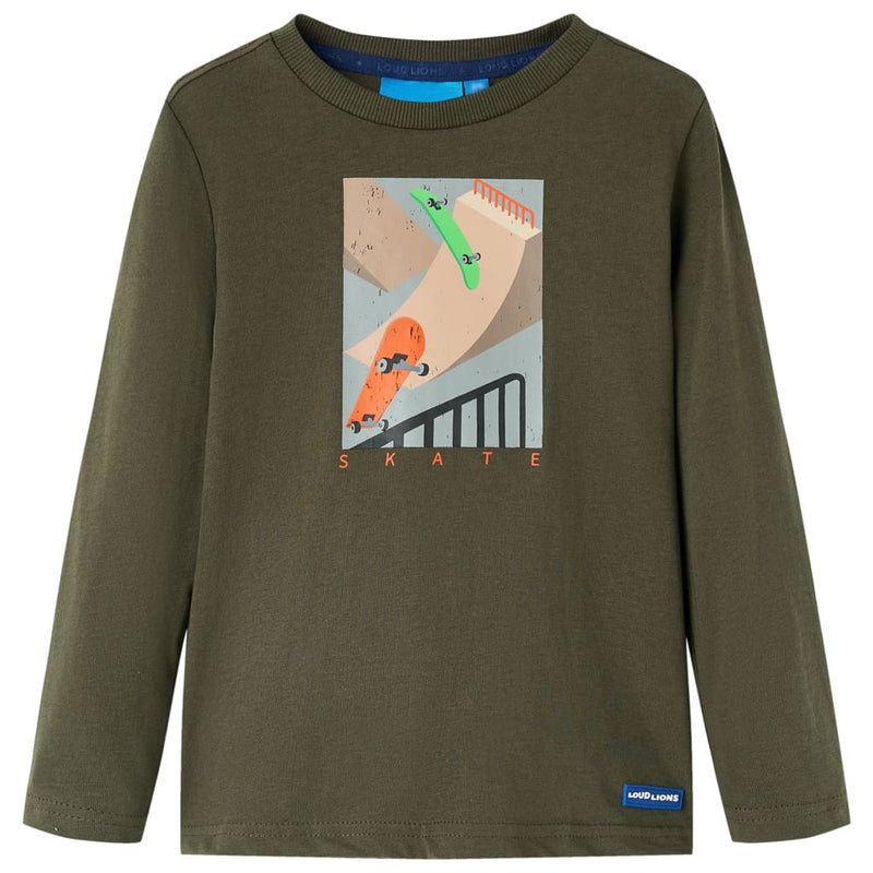 Afbeelding laden in galerijviewer, Vidaxl kindershirt met lange mouwen 128 kakikleurig
