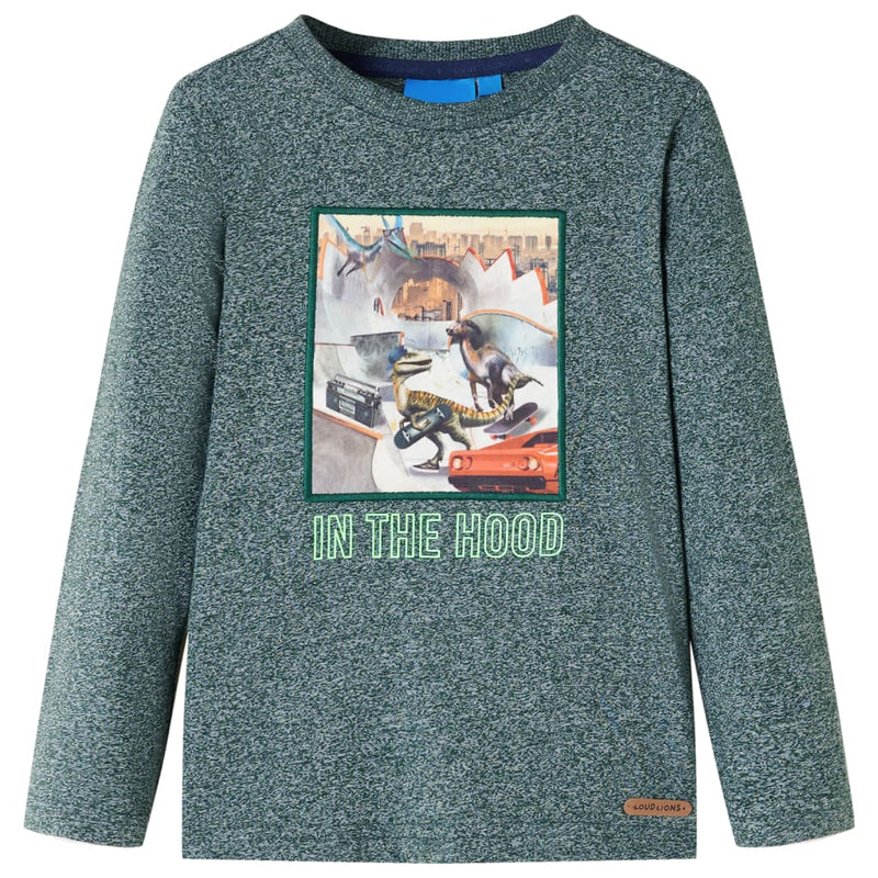 Afbeelding laden in galerijviewer, Vidaxl kindershirt met lange mouwen 140 gemêleerd donkergroen
