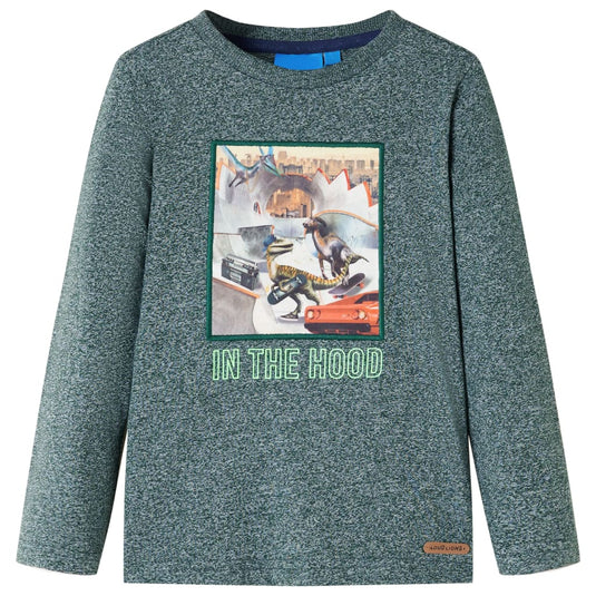 Vidaxl kindershirt met lange mouwen 140 gemêleerd donkergroen