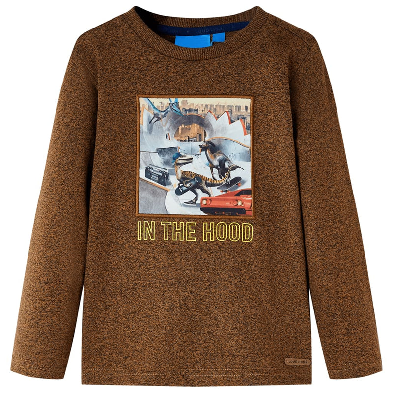 Afbeelding laden in galerijviewer, VidaXL Kindershirt met lange mouwen 92 gemêleerd cognackleur
