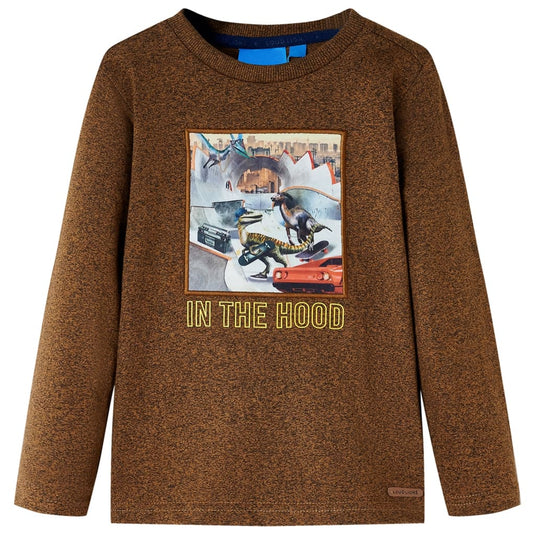 Vidaxl kindershirt met lange mouwen 104 gemêleerd cognackleur