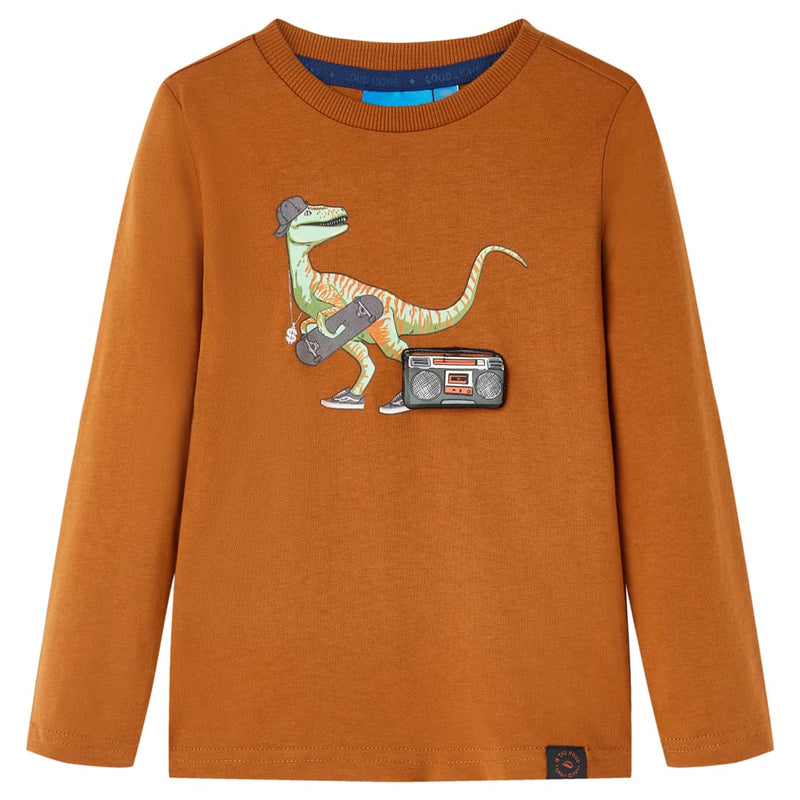 Afbeelding laden in galerijviewer, Vidaxl kindershirt met lange mouwen 104 cognackleurig
