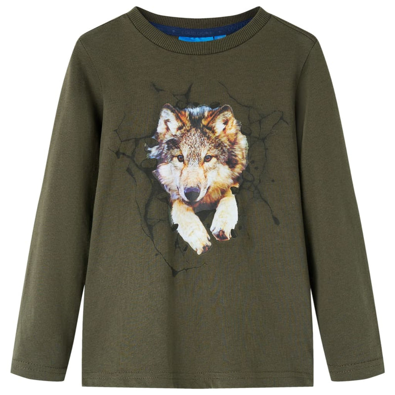 Afbeelding laden in galerijviewer, VidaXL Kindershirt met lange mouwen 104 kakikleurig
