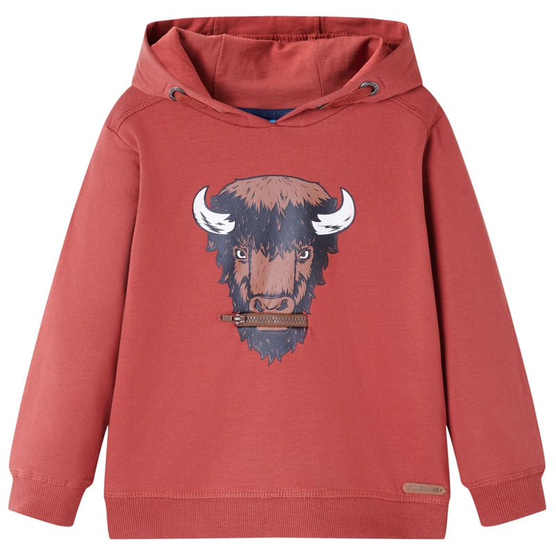 Afbeelding laden in galerijviewer, VidaXL Kindertrui met capuchon 140 roodbruin
