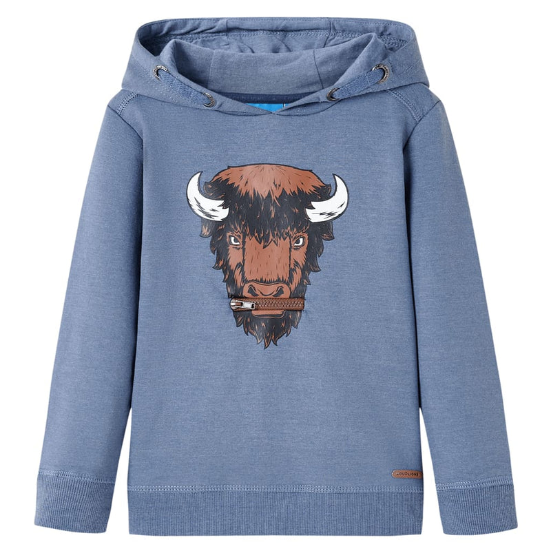 Afbeelding laden in galerijviewer, VidaXL Kindertrui met capuchon 92 gemêleerd blauw
