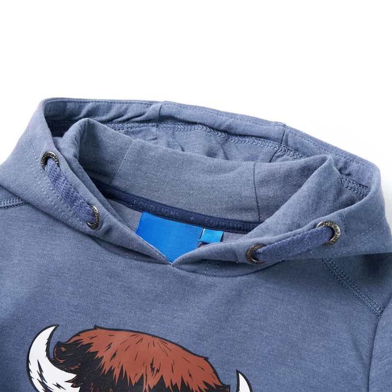 Afbeelding laden in galerijviewer, VidaXL Kindertrui met capuchon 92 gemêleerd blauw
