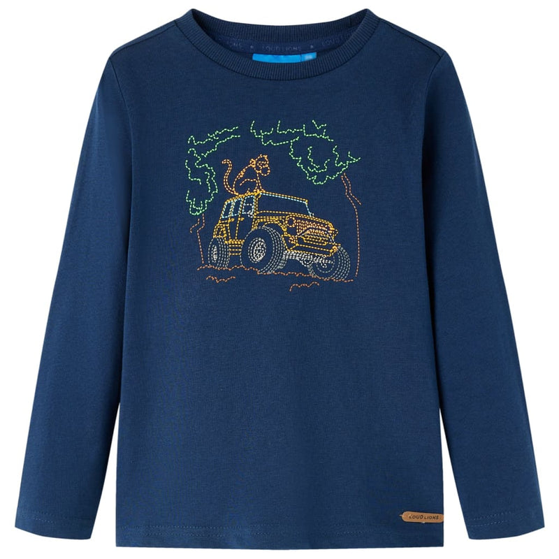 Afbeelding laden in galerijviewer, Vidaxl kindershirt met lange mouwen 128 marineblauw
