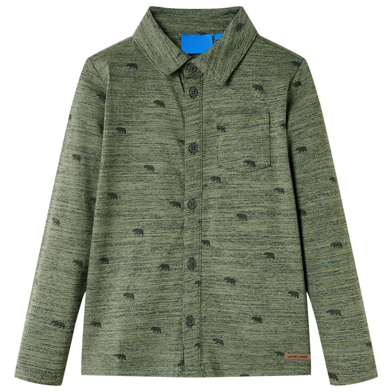 Afbeelding laden in galerijviewer, Vidaxl kindershirt 128 gemêleerd kakikleurig
