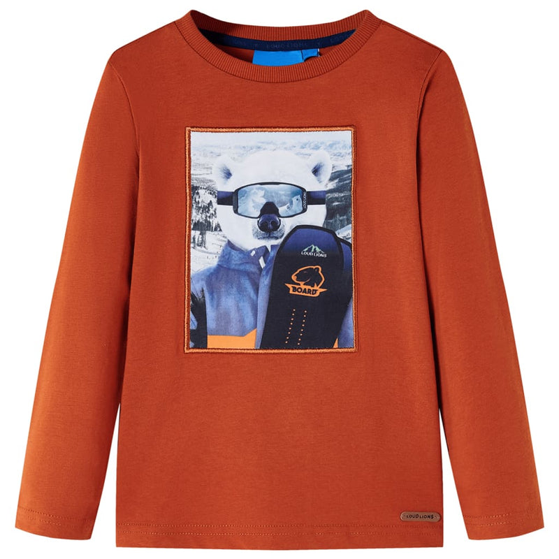 Afbeelding laden in galerijviewer, VidaXL Kindershirt met lange mouwen 92 lichtroestkleurig
