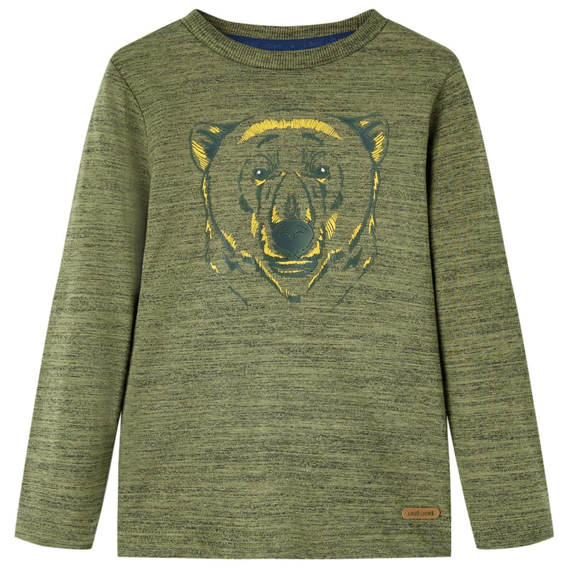 Afbeelding laden in galerijviewer, VidaXL Kindershirt met lange mouwen 140 gemêleerd kakikleurig
