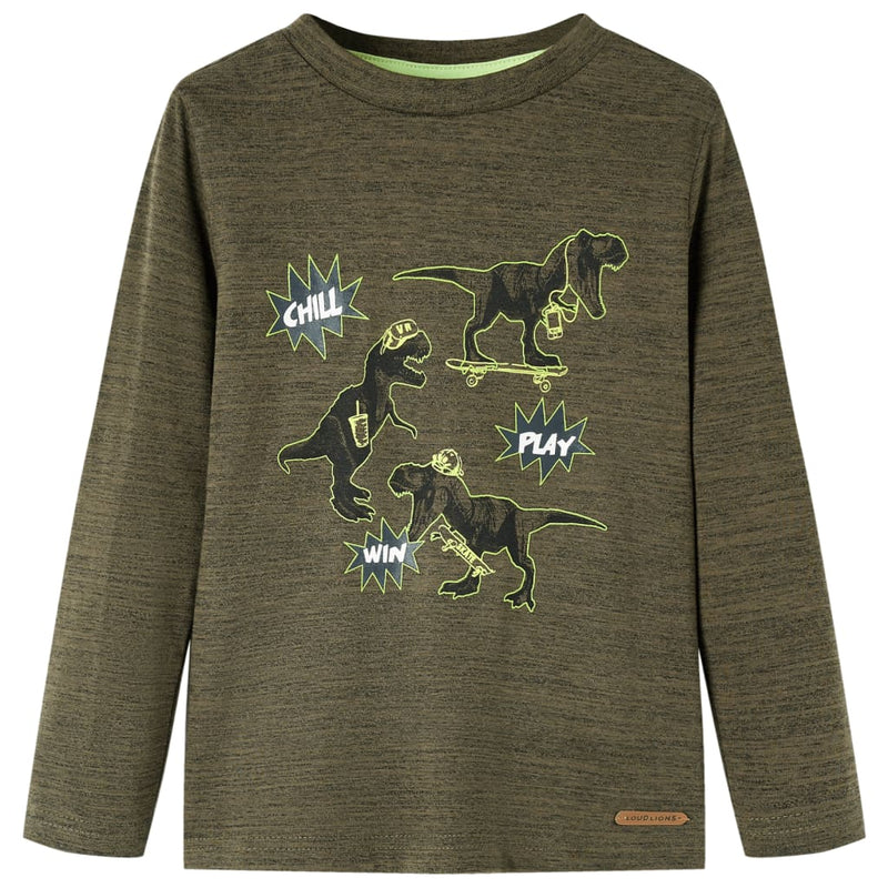 Afbeelding laden in galerijviewer, Vidaxl kindershirt met lange mouwen 104 gemêleerd kakikleurig
