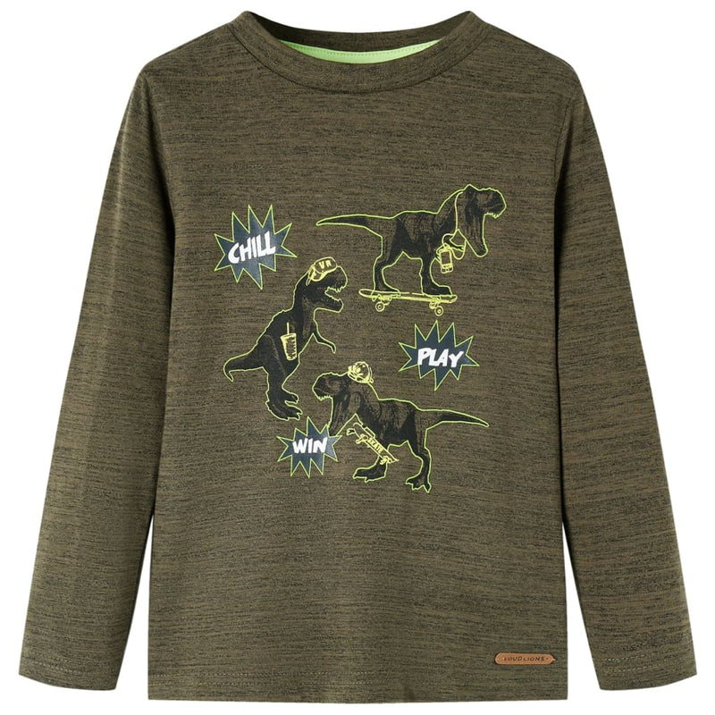 Afbeelding laden in galerijviewer, Vidaxl kindershirt met lange mouwen 116 gemêleerd kakikleurig
