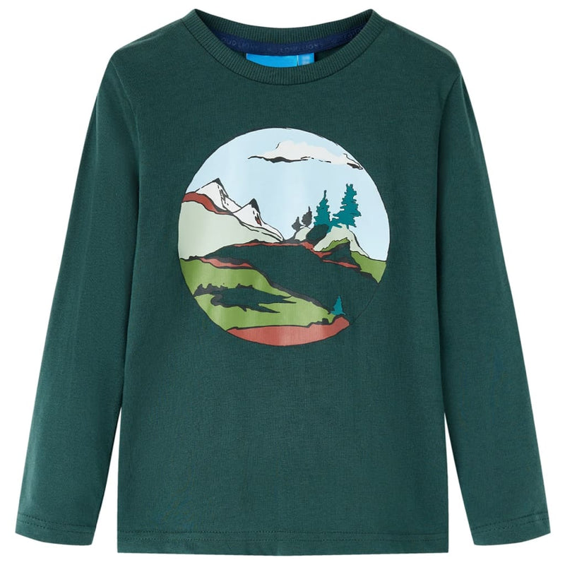 Afbeelding laden in galerijviewer, Vidaxl kindershirt met lange mouwen 116 donkergroen

