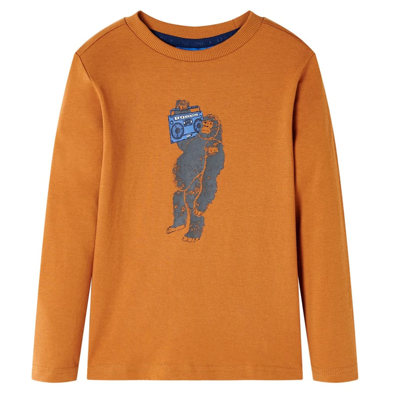 Afbeelding laden in galerijviewer, VidaXL Kindershirt met lange mouwen 116 donkerokerkleurig
