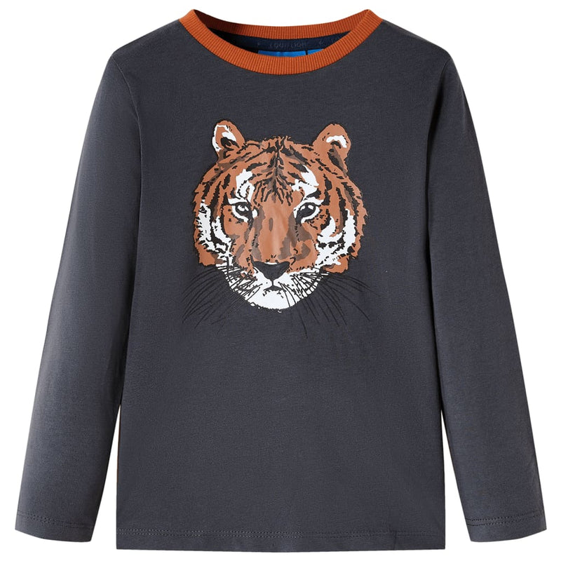 Afbeelding laden in galerijviewer, Vidaxl kindershirt met lange mouwen 128 antracietkleurig
